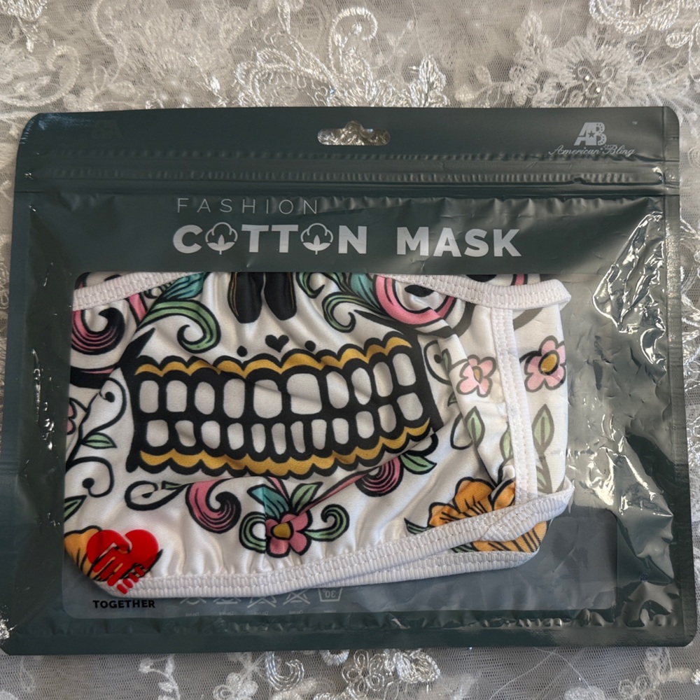 American Bling (AB) Fashion Cotton Mask - Multicolor Skull Design